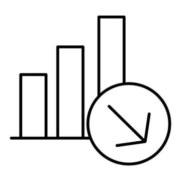 Chart fall icon, line design. Schedule with columns decreases, vector linear 库存插图