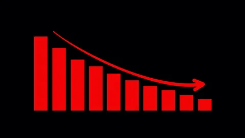 Chart falling to bottom economic report with decreasing trend, isolated red bars Stock Footage 276229711