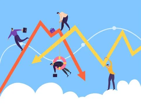 Chart falling business crisis concept vector illustration. Decline in production Ilustração Stock