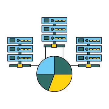Chart financial database center connection Stock Illustration