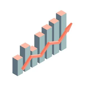 Chart of financial growth and progress with an arrow. Stock Illustration