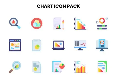 Chart Flat Bundle Icons Pack Stock Illustration