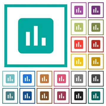 Chart flat color icons with quadrant frames Stock Illustration