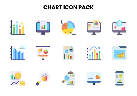 Chart Flat Design Icons Pack Illustrazione stock