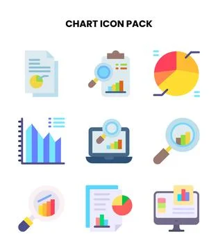 Chart Flat Design Icons Pack Stock Illustration