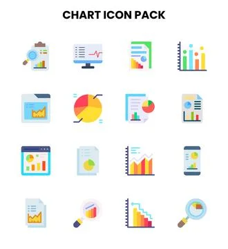 Chart Flat Icons Pack Illustration