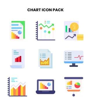 Chart Flat Scalable Icons Pack Stock Illustration