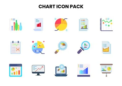 Chart Flat Set Icons Pack Ilustración de archivo