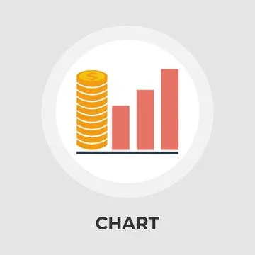 Chart flat single icon Stock Illustration