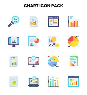 Chart Flat Vector Icons Pack Illustrazione stock