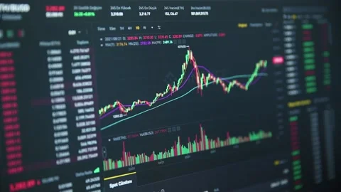Chart flow of cryptocurrency exchange Stock Footage 159327973