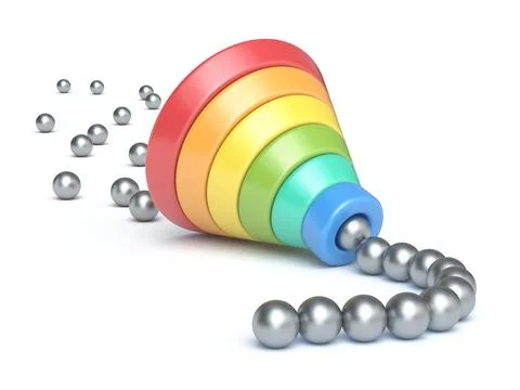 Chart funnel sorting metal balls 3D 스톡 일러스트
