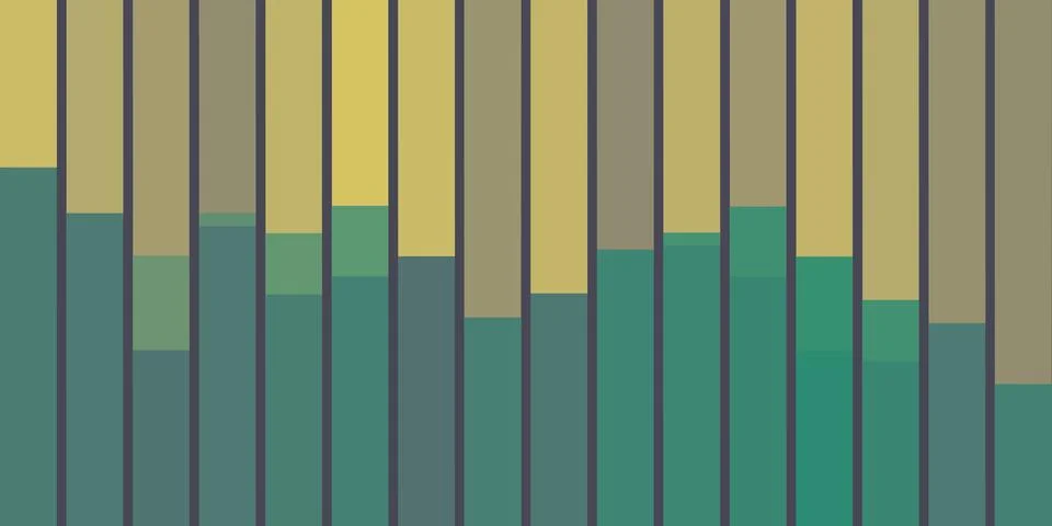 Chart like geometric design with vertical yellow, brown and green rectangle.. Stock Illustration