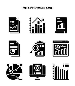 Chart Glyph Collection Icons Pack Illustrazione stock