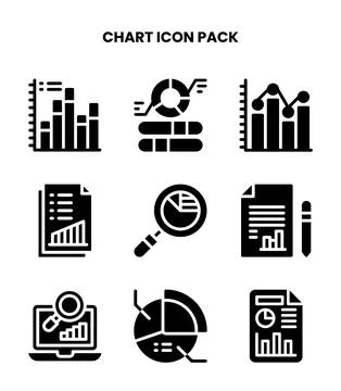 Chart Glyph Graphics Icons Pack Stock Illustration