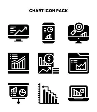 Chart Glyph Icons Pack Stock Illustration