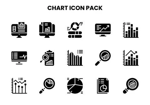 Chart Glyph Icons Pack Illustrazione stock