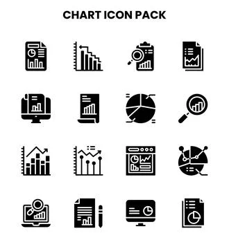 Chart Glyph Icons Pack Stock Illustration