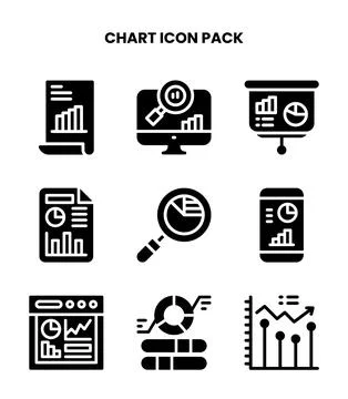 Chart Glyph UI Icons Pack Stock Illustration