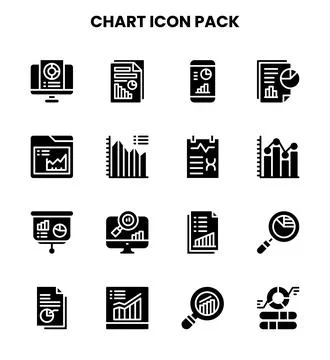 Chart Glyph Vector Icons Pack Stock Illustration