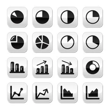 Chart graph black buttons set for infographics Illustrazione stock