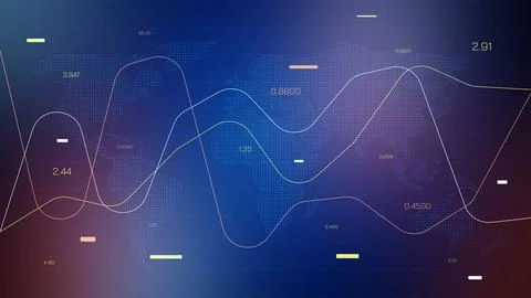 Chart graph diagram shows stock exchange trading data and trends across the Stock Illustration