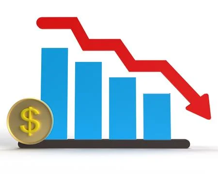 Chart graph direction arrow sign red pink orange color coin golden currency イラスト素材