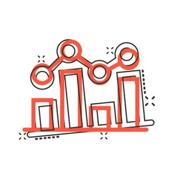 Chart graph icon in comic style. Arrow grow cartoon vector illustration on wh 스톡 일러스트