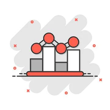 Chart graph icon in comic style. Arrow grow cartoon vector illustration on wh Stock Illustration