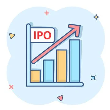 Chart graph icon in comic style. Arrow grow cartoon vector illustration on wh Stock Illustration