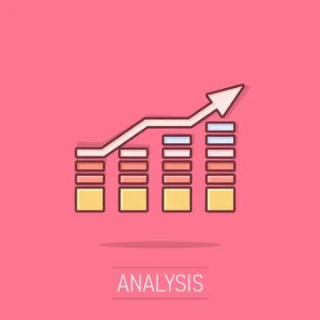 Chart graph icon in comic style. Arrow grow cartoon vector illustration on .. Stock Illustration