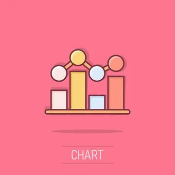 Chart graph icon in comic style. Arrow grow cartoon vector illustration on .. Illustrazione stock