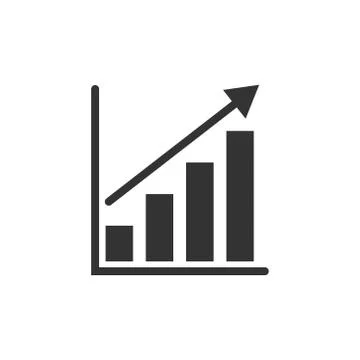 Chart graph icon in flat style. Arrow grow vector illustration on white isola Stock Illustration
