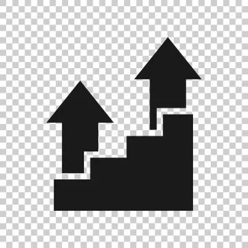 Chart graph icon in flat style. Arrow grow vector illustration on white isola Illustrazione stock