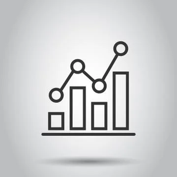 Chart graph icon in flat style. Arrow grow vector illustration on white isola Illustrazione stock