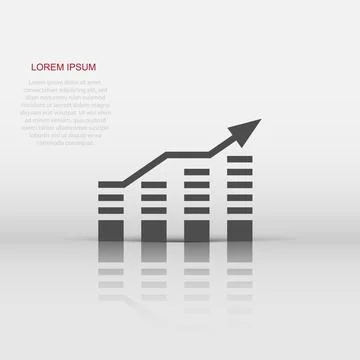 Chart graph icon in flat style. Arrow grow vector illustration on white iso.. Stock Illustration