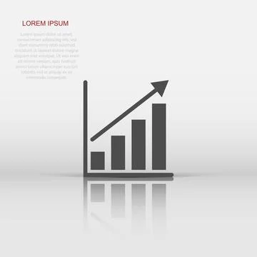 Chart graph icon in flat style. Arrow grow vector illustration on white iso.. Illustrazione stock