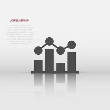 Chart graph icon in flat style. Arrow grow vector illustration on white iso.. Illustrazione stock