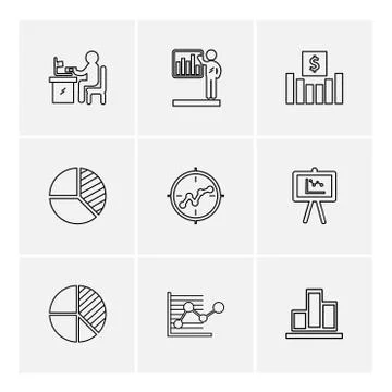 Chart , graph , percentage , navigation , share , eps icons set vector Illustrazione stock