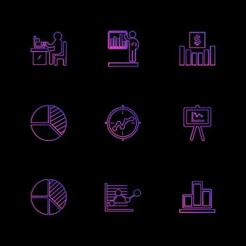 Chart , graph , percentage , navigation , share , eps icons set vector Illustrazione stock