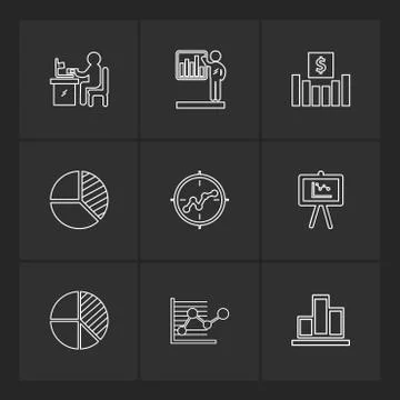 Chart , graph , percentage , navigation , share , eps icons set vector Illustrazione stock