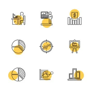 Chart , graph , percentage , navigation , share , eps icons set vector Illustrazione stock