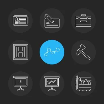 Chart , graph , percentage , navigation , share , eps icons set vector Illustrazione stock