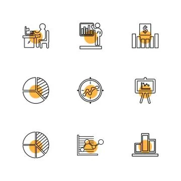 Chart , graph , percentage , navigation , share , eps icons set vector Illustrazione stock