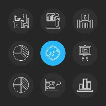 Chart , graph , percentage , navigation , share , eps icons set vector Stock Illustration