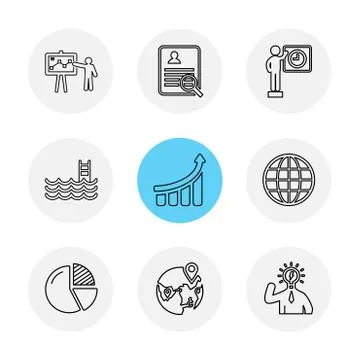 Chart , graph , percentage , navigation , share , eps icons set vector Illustrazione stock