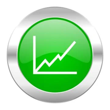 Chart green circle chrome web icon isolated. Stock Illustration
