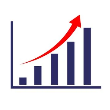 Chart with growth arrow icon on white background. flat style. chart progress Stock Illustration