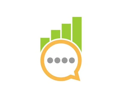 Chart growth up on the bubble chat logo Stock Illustration