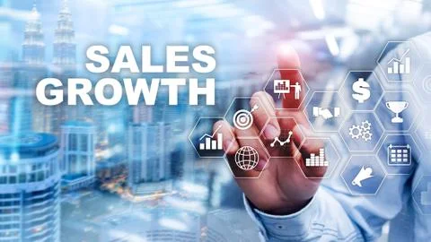 Chart growth concept. Sales increase, marketing strategy. Double exposure with Stock Photos